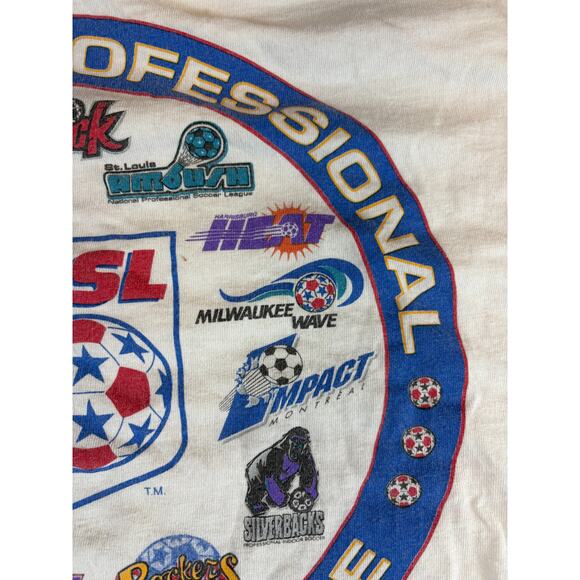 Vintage National Professional Soccer League Logo Shirt Mens XL White MLS - Picture 8 of 9
